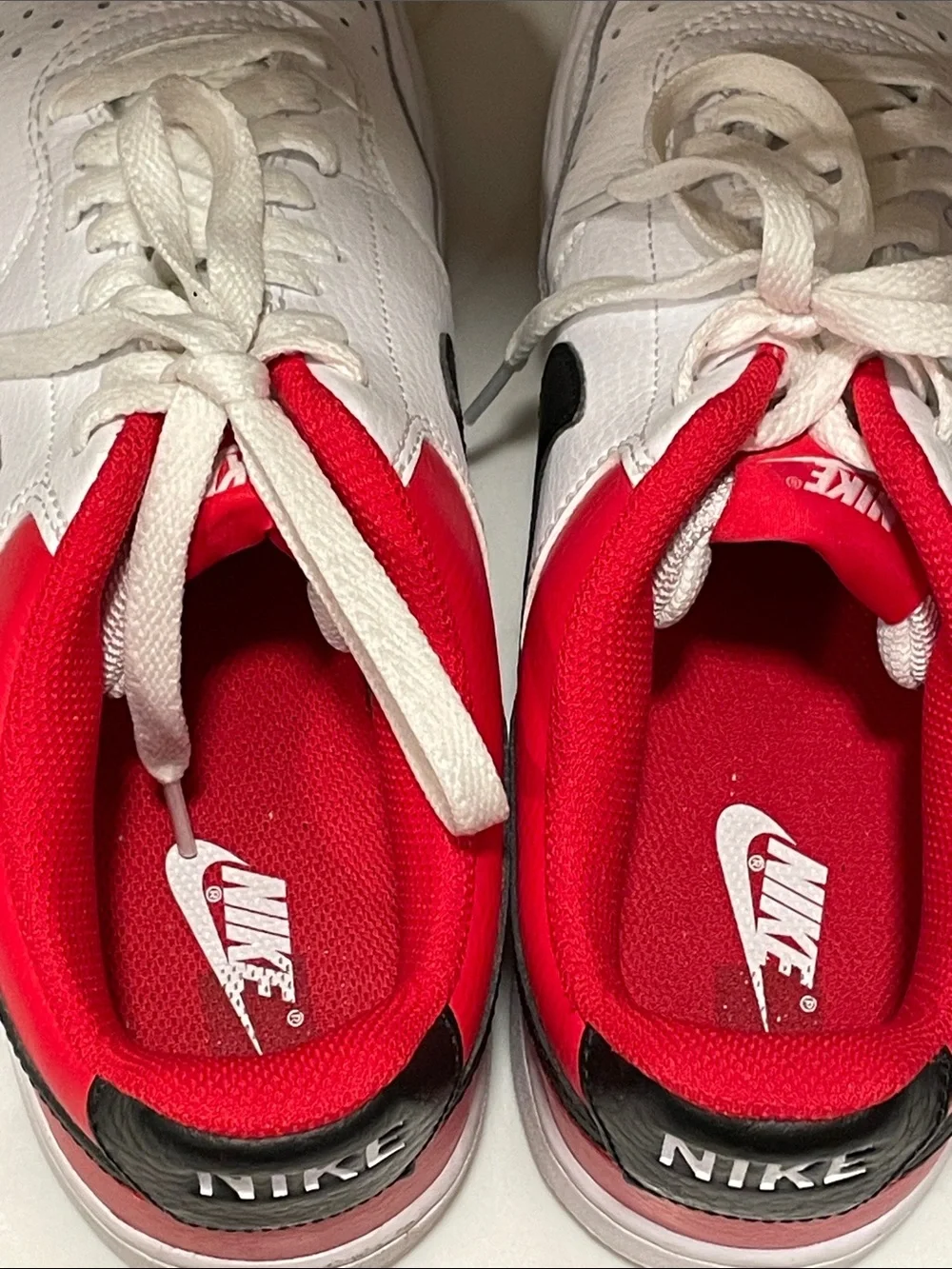 Nike court vision low top White Sneakers with Black and red
